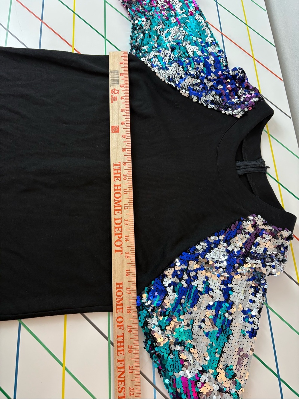 Maximalist Sequin Sleeve Black Crewneck Women’s Top Lalipop Size Small Dopamine - Picture 5 of 7